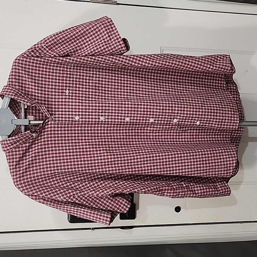 Dockers Men's Burgundy Checkered Button Down Shirt